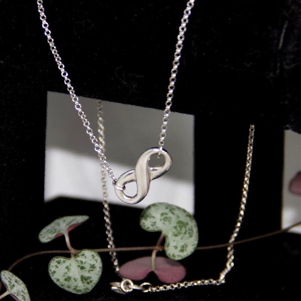 Sterling Silver Infinity Pendant Necklace‎ 925 Minimalist Cable Chain 18 Inch